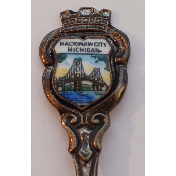 Vintage Mackinaw City Michigan Mini Decorative Silver Spoon Made in Germany - Picture 3 of 6